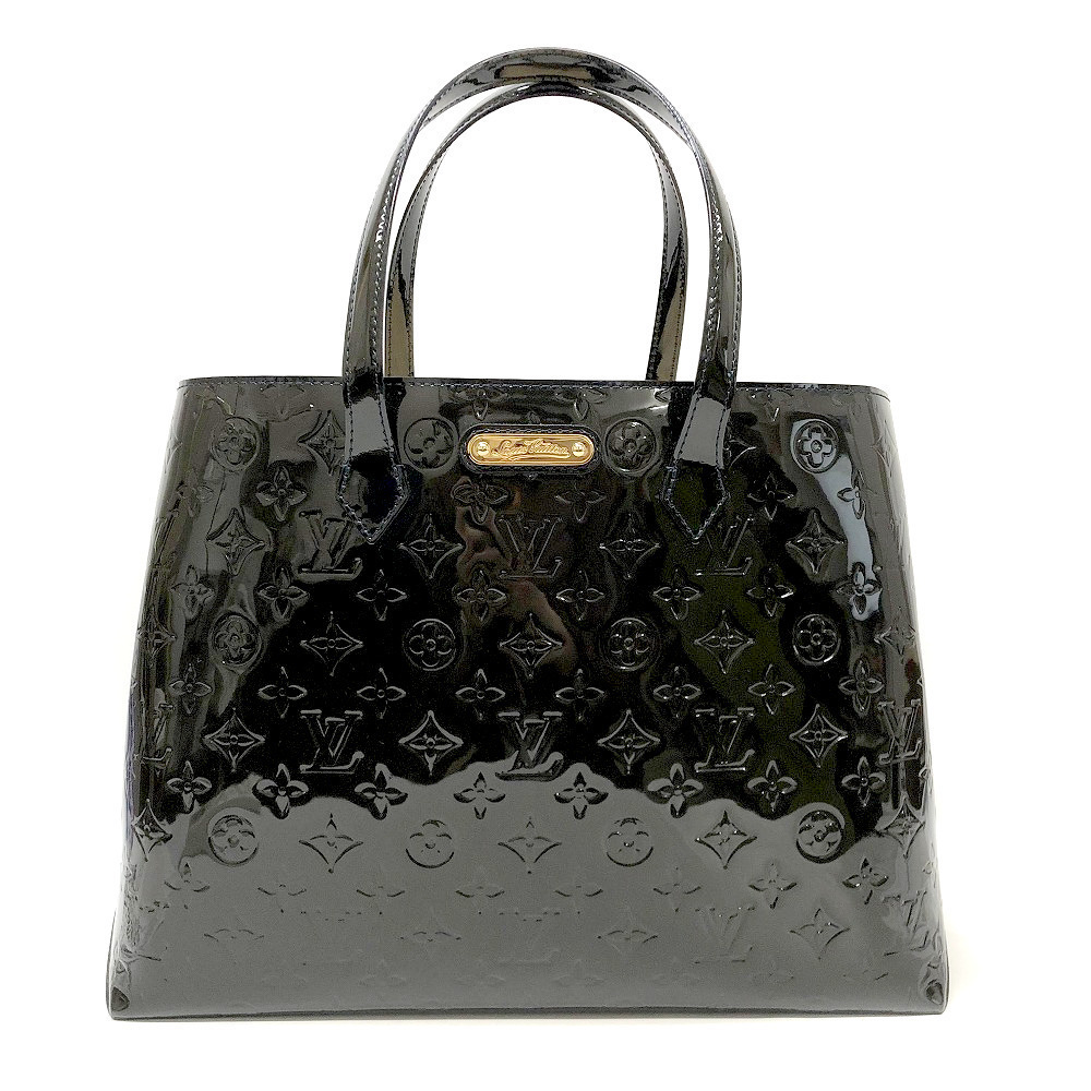 LOUIS VUITTON Wilshire Handbag Tote Bag Vernis Blue Infini Black Business